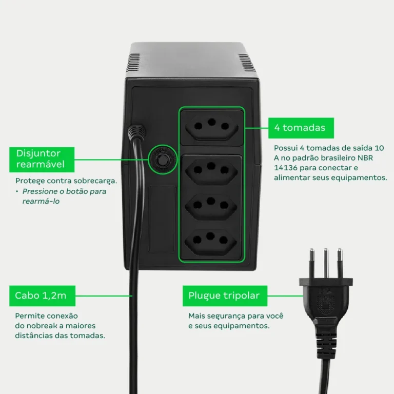 Nobreak Interativo Monovolt Intelbras Xnb 600va 120v Cor Preto